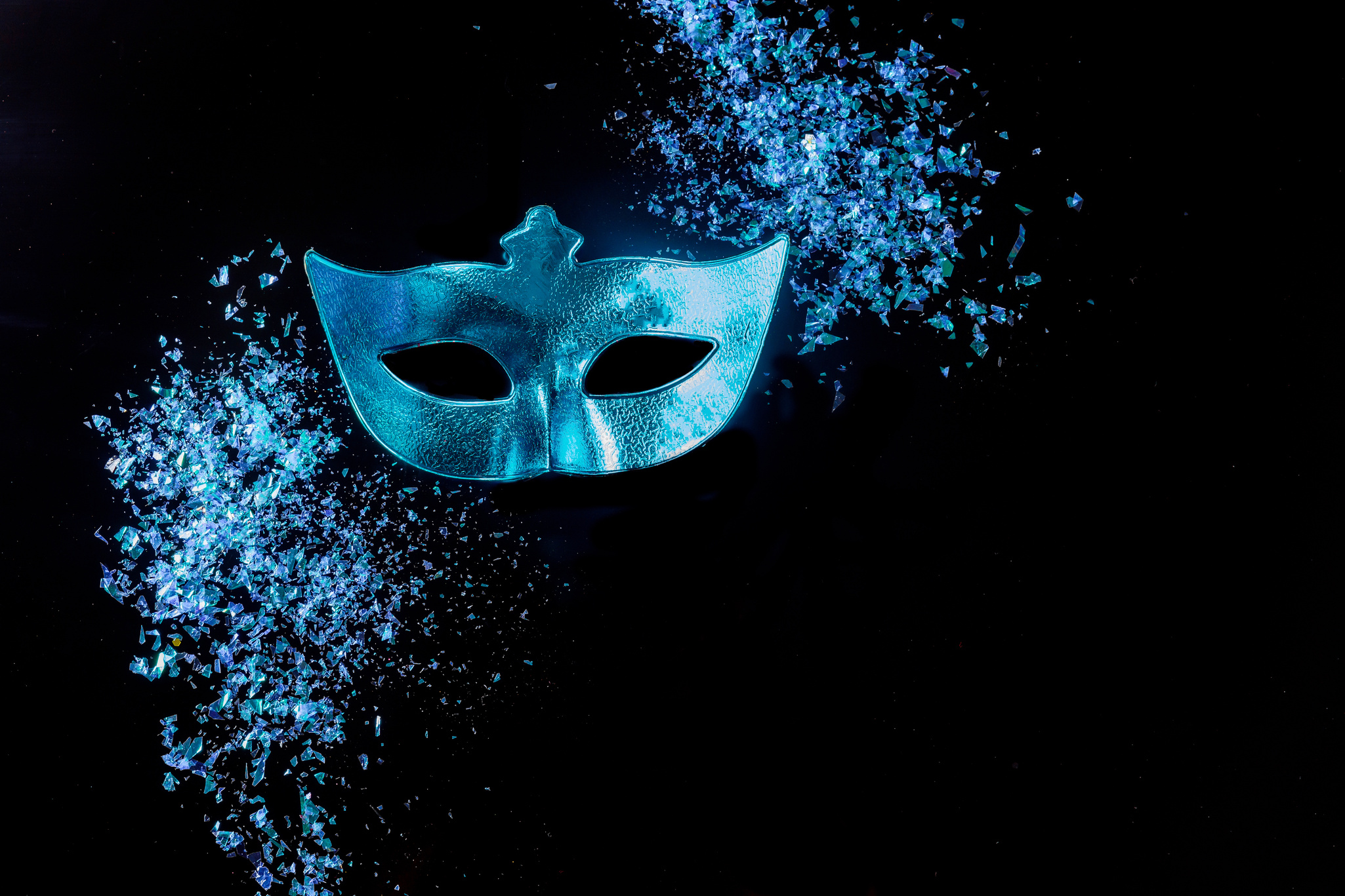 Blue carnival mask for masquerade. Jewish holiday.